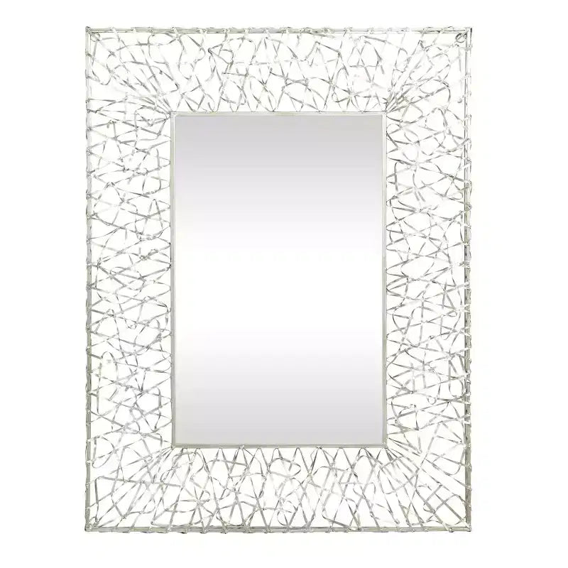 Metal Ribbon Wall Mirror Silver - Olivia & May: Large Industrial Style, Rectangular Shape, No Assembly Required