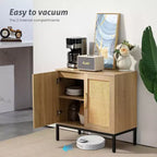 Madia a 2 ante in Rattan Nero/Marrone con gambe regolabili, montaggio in 1 persona