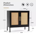 Madia a 2 ante in Rattan Nero/Marrone con gambe regolabili, montaggio in 1 persona