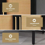 Madia a 2 ante in Rattan Nero/Marrone con gambe regolabili, montaggio in 1 persona