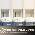 Specchio da bagno a parete con LED, senza cornice, dimmerabile, color argento, singolo