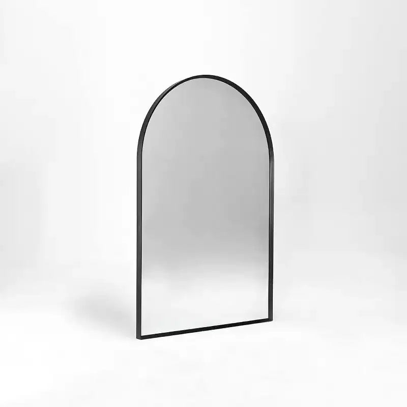Specchio da parete ad arco in metallo nero, singolo, 50x75 cm