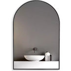 Specchio da parete ad arco in metallo nero, singolo, 50x75 cm