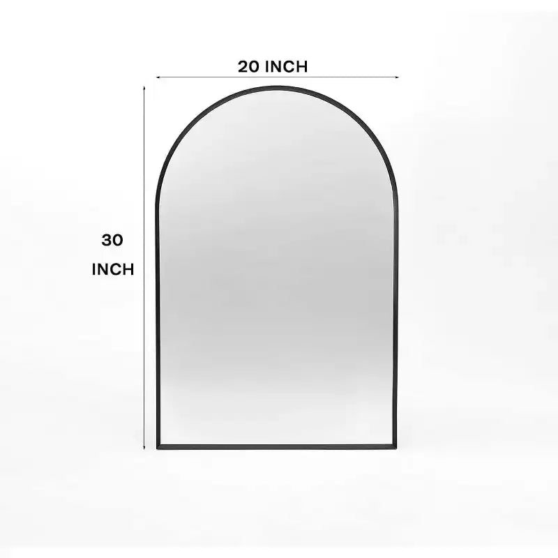 Specchio da parete ad arco in metallo nero, singolo, 50x75 cm
