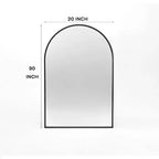 Specchio da parete ad arco in metallo nero, singolo, 50x75 cm