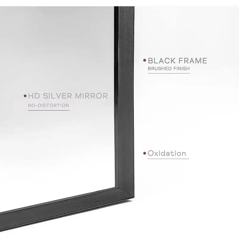 Specchio da parete ad arco in metallo nero, singolo, 50x75 cm
