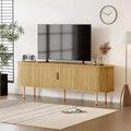 Modern TV Stand for TVs Up to 80, 70'' Fluted Entertainment Center with Storage & Sliding Door, TV Console Table, Sideboard Buffet Cabinet
