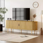 Modern TV Stand for TVs Up to 80, 70'' Fluted Entertainment Center with Storage & Sliding Door, TV Console Table, Sideboard Buffet Cabinet