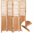 Divisorio a 4 pannelli pieghevole, colore legno naturale, monofacciale, uso individuale