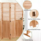 Divisorio a 4 pannelli pieghevole, colore legno naturale, monofacciale, uso individuale