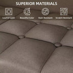 Divano a 3 posti in similpelle marrone scuro con contenitore, 5 cuscini e memory foam