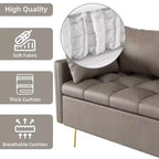 Divano a 3 posti in similpelle marrone scuro con contenitore, 5 cuscini e memory foam