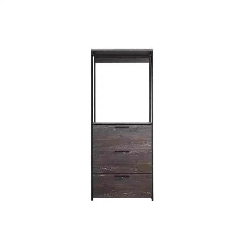 HomeStock 77.7 in.H x 31.5 in.W Black Wood Composite Closet System for Universal Storage with Storage Bins