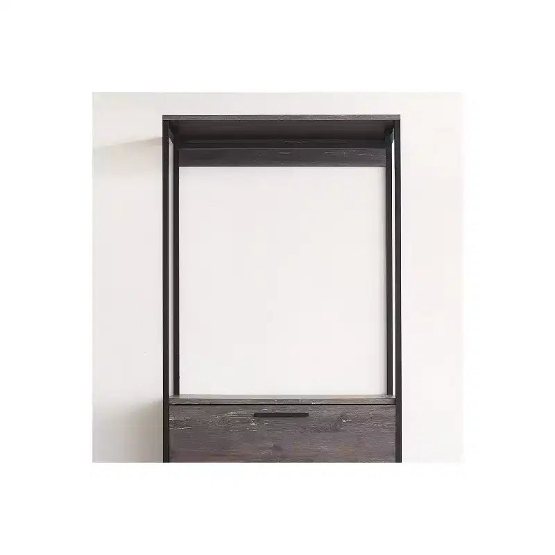 Organizzatore armadio in legno nero rustico con cassetti e ripiano – 1 persona