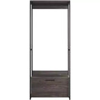 Organizzatore armadio in legno nero rustico con cassetti e ripiano – 1 persona