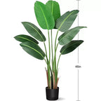 Pianta Uccello del Paradiso Artificiale Verde, Singola, 120 cm Finto Albero Tropicale con Vaso