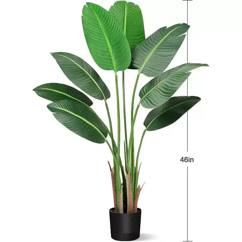 Pianta Uccello del Paradiso Artificiale Verde, Singola, 120 cm Finto Albero Tropicale con Vaso