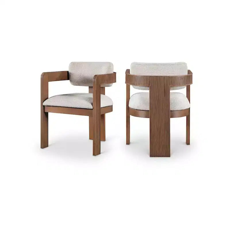 Meridian Furniture,Sacha Beige Linen Textured Fabric Dining Chair, Set of 2