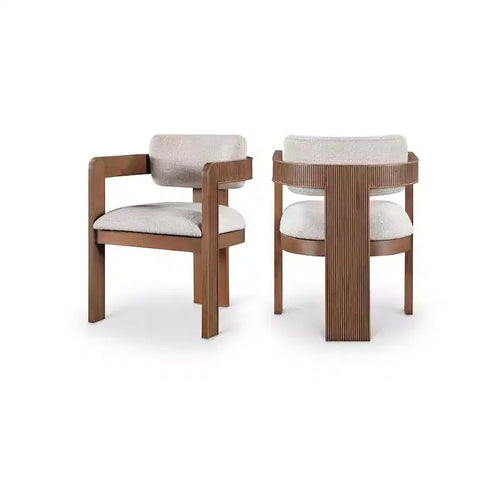 Meridian Furniture,Sacha Beige Linen Textured Fabric Dining Chair, Set of 2