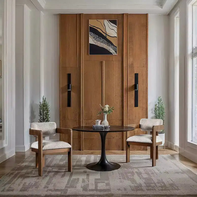 Sedia da pranzo imbottita in lino beige, set da 2
