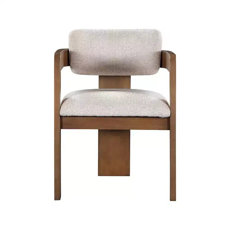 Sedia da pranzo imbottita in lino beige, set da 2