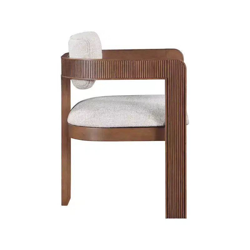 Sedia da pranzo imbottita in lino beige, set da 2