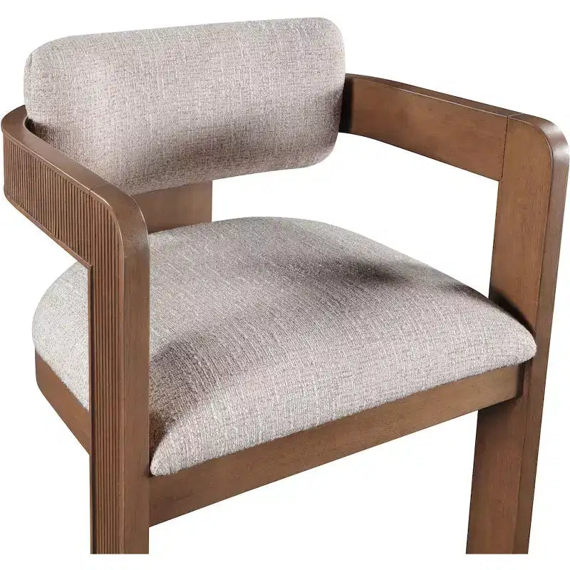 Sedia da pranzo imbottita in lino beige, set da 2