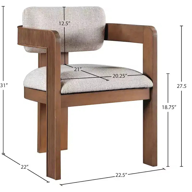 Sedia da pranzo imbottita in lino beige, set da 2