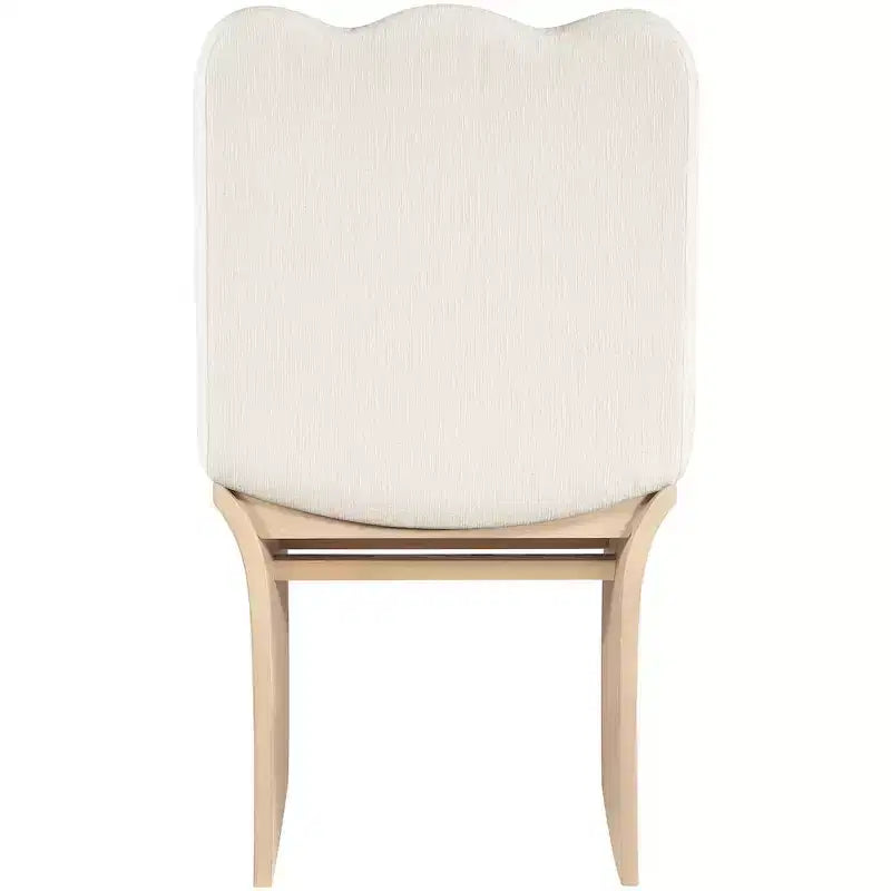 Sedia da pranzo imbottita in velluto crema, struttura in legno, 1 posto