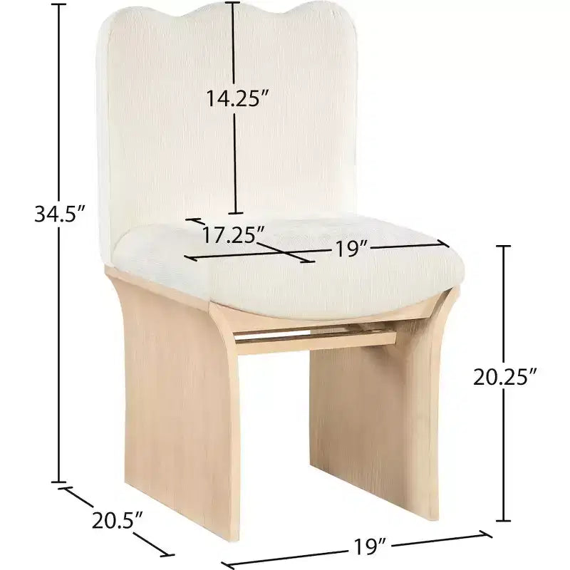 Sedia da pranzo imbottita in velluto crema, struttura in legno, 1 posto
