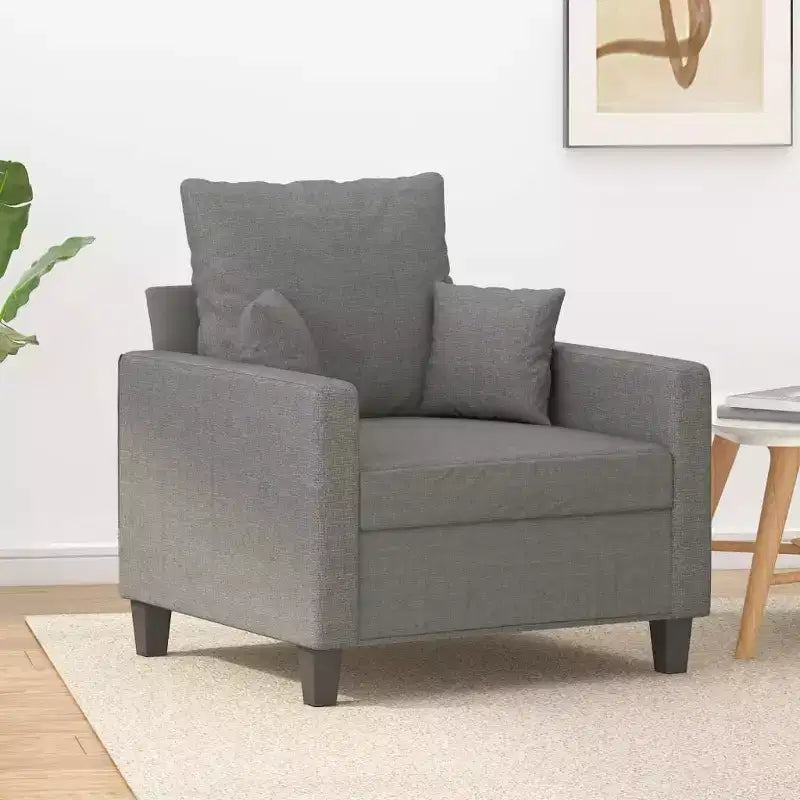 Poltrona in Tessuto Grigio Scuro, Imbottita, 1 Posto