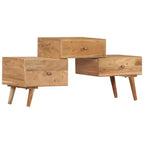 Mobile TV in legno massello di acacia marrone miele con cassetti, adatto per TV fino a 36"