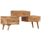 Mobile TV in legno massello di acacia marrone miele con cassetti, adatto per TV fino a 36"