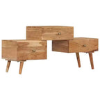 Mobile TV in legno massello di acacia marrone miele con cassetti, adatto per TV fino a 36"
