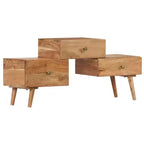 Mobile TV in legno massello di acacia marrone miele con cassetti, adatto per TV fino a 36"