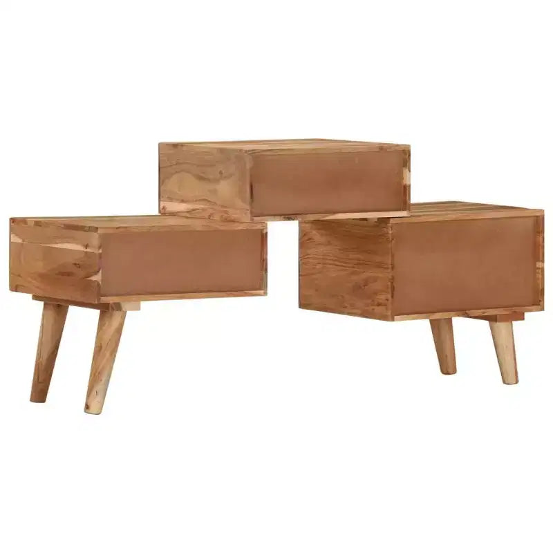 Mobile TV in legno massello di acacia marrone miele con cassetti, adatto per TV fino a 36"