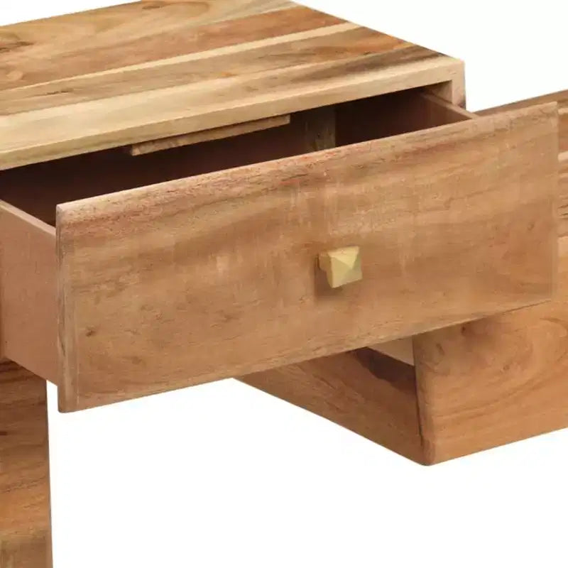 Mobile TV in legno massello di acacia marrone miele con cassetti, adatto per TV fino a 36"