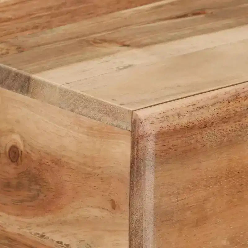 Mobile TV in legno massello di acacia marrone miele con cassetti, adatto per TV fino a 36"