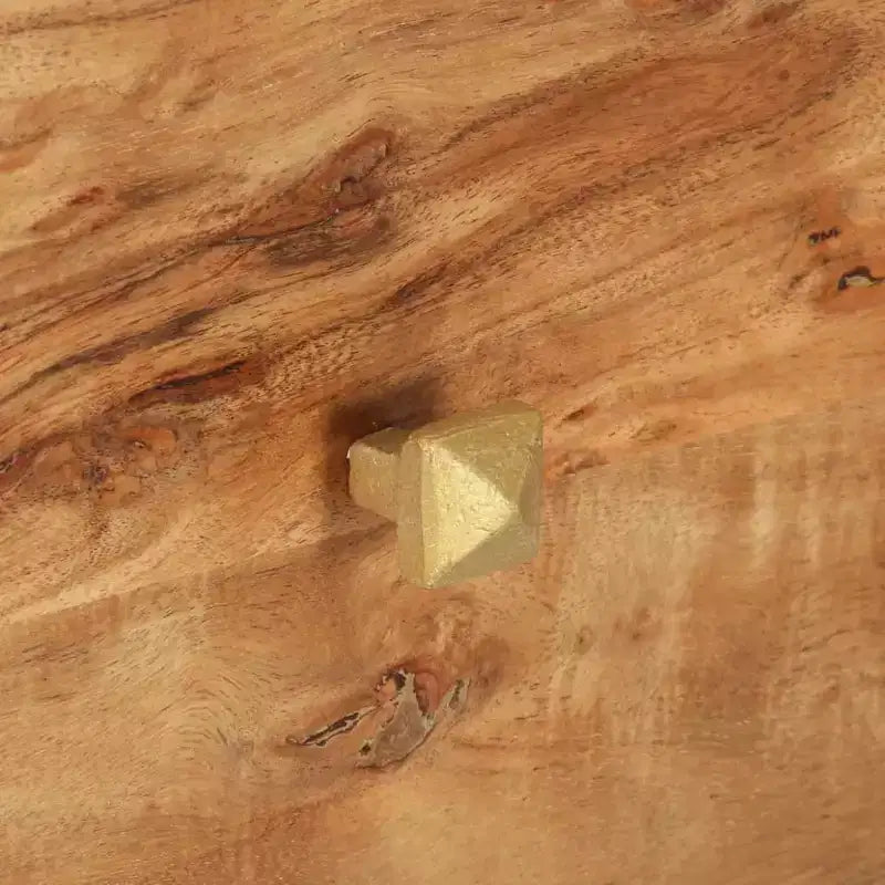 Mobile TV in legno massello di acacia marrone miele con cassetti, adatto per TV fino a 36"