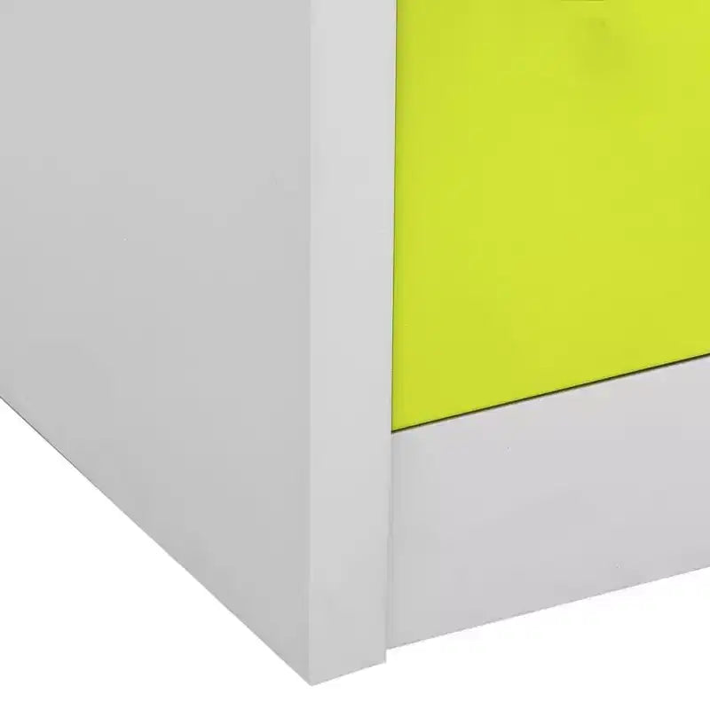 Armadietto in Acciaio Grigio Chiaro e Verde, a 6 Ante, Set di 2