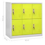 Armadietto in Acciaio Grigio Chiaro e Verde, a 6 Ante, Set di 2