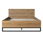 Base Letto Matrimoniale Natural & Black Queen, Legno + Ferro, Adatto per 2