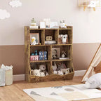 Mobile Contenitore Giocattoli per Bambini a 3 Livelli con Cesti Inclinati, Grigio / Bianco / Colore Retrò, per 1 Bambino