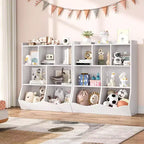Mobile Contenitore Giocattoli per Bambini a 3 Livelli con Cesti Inclinati, Grigio / Bianco / Colore Retrò, per 1 Bambino