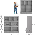 Mobile Contenitore Giocattoli per Bambini a 3 Livelli con Cesti Inclinati, Grigio / Bianco / Colore Retrò, per 1 Bambino