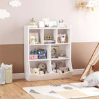 Mobile Contenitore Giocattoli per Bambini a 3 Livelli con Cesti Inclinati, Grigio / Bianco / Colore Retrò, per 1 Bambino