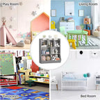 Mobile Contenitore Giocattoli per Bambini a 3 Livelli con Cesti Inclinati, Grigio / Bianco / Colore Retrò, per 1 Bambino
