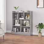 Mobile Contenitore Giocattoli per Bambini a 3 Livelli con Cesti Inclinati, Grigio / Bianco / Colore Retrò, per 1 Bambino