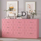Acekool 9 Drawer Dresser, 63 Pink Dresser with Power Outlet & USB Ports, Modern Storage Chest for Bedroom, Living Room, Hallway