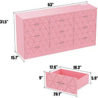 Comò Rosa a 9 Cassetti con Presa di Corrente e Porte USB, Cassettiera Moderna per 1 Adulto